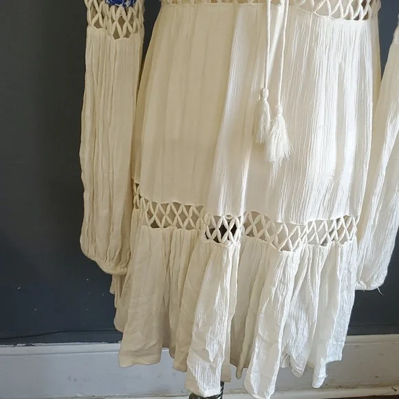 Free People Blue and Cream Mini Dress - Picture 9 of 13
